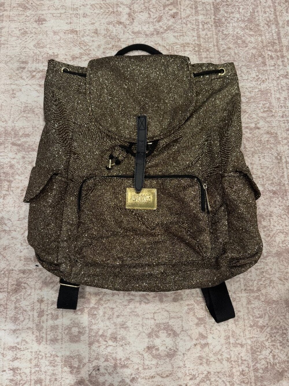 Victoria's Secret PINK Gold Glitter Backpack